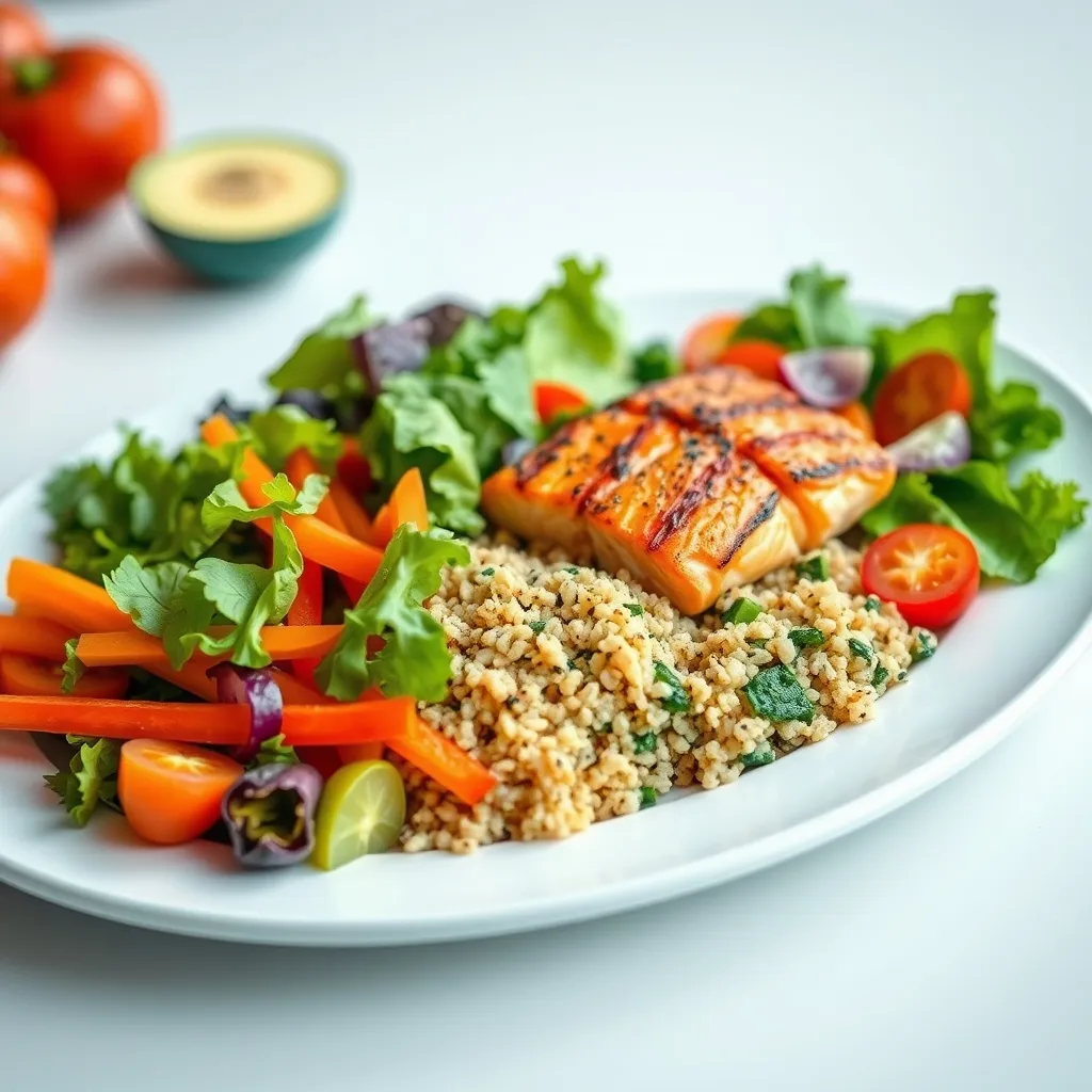 Assiette équilibrée riche en légumes
